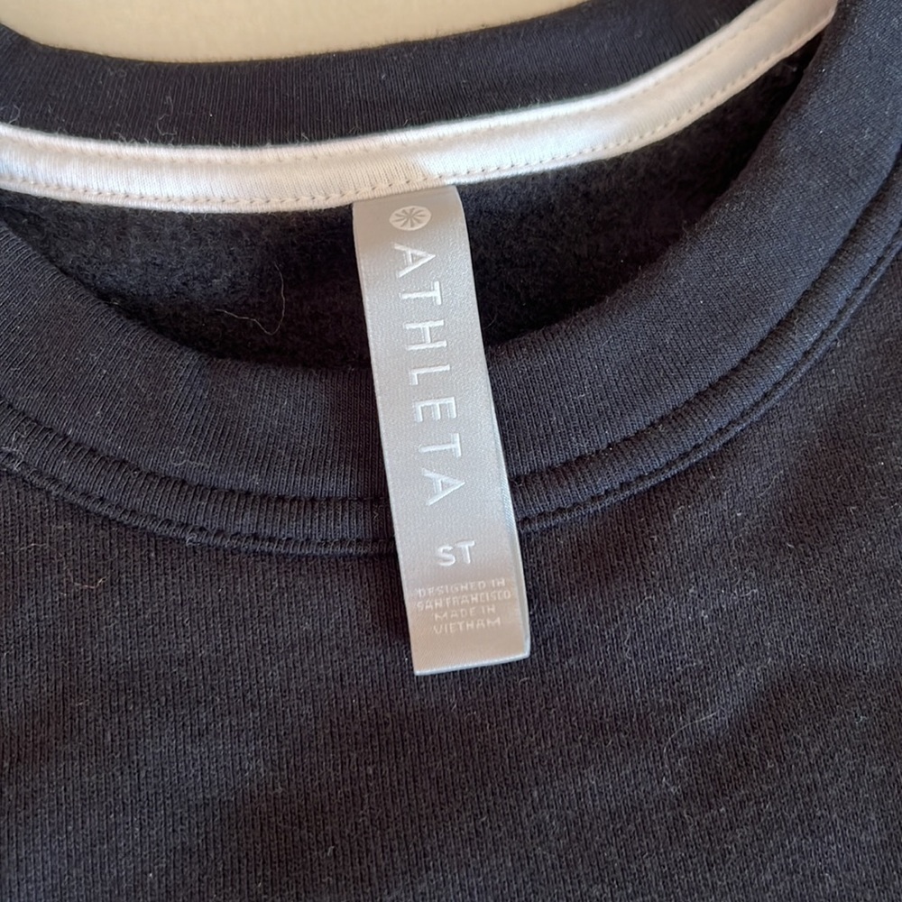 Athleta 24/7 Black With White Stripes Crew Sweatshirt Size Small Tall - Picture 8 of 10